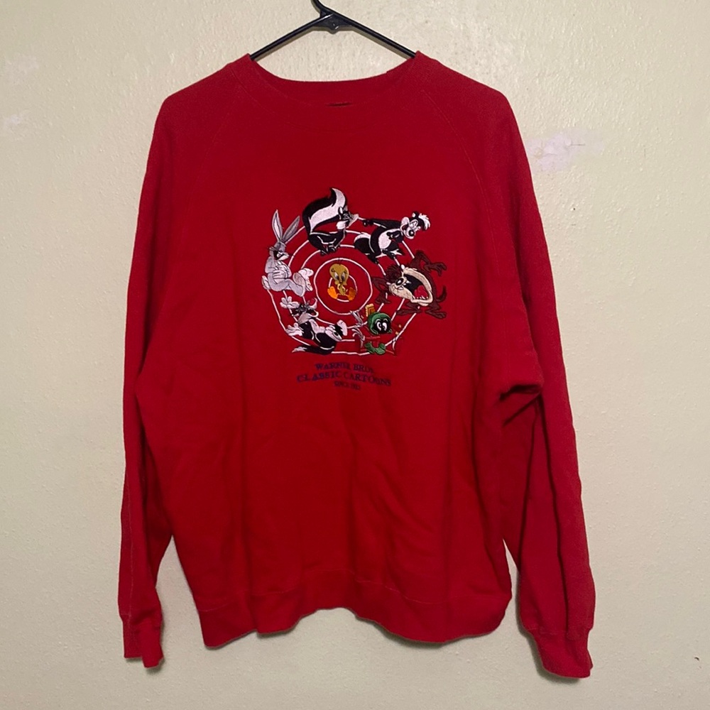 Warner Bros. Red Classic Cartoon Crewneck Sweater Guc XL